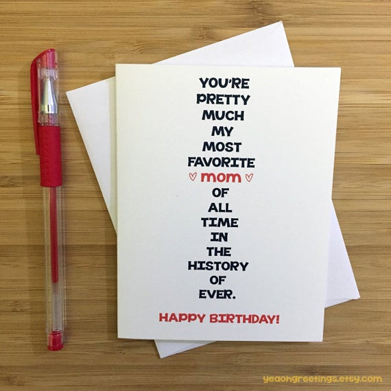 Best ideas about Funny Things To Write In A Birthday Card
. Save or Pin Happy Birthday Mom Card for Mom Funny Mom Card Cute Card Now.