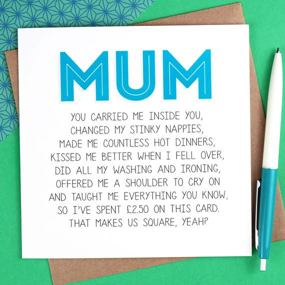 Best ideas about Funny Things To Write On A Birthday Card
. Save or Pin Funny Birthday Card for Mum Funny Mothers Day Card mum Now.