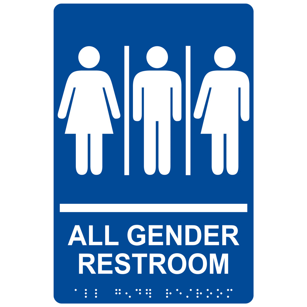 Best ideas about Gender Neutral Bathroom Signs
. Save or Pin ADA All Gender Restroom Sign RRE WHTonBLU Gender Neutral Now.
