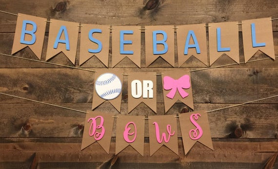 Best ideas about Gender Reveal Baseball DIY
. Save or Pin Baseball Bows Banner Gender Reveal Banner Baby Shower Now.
