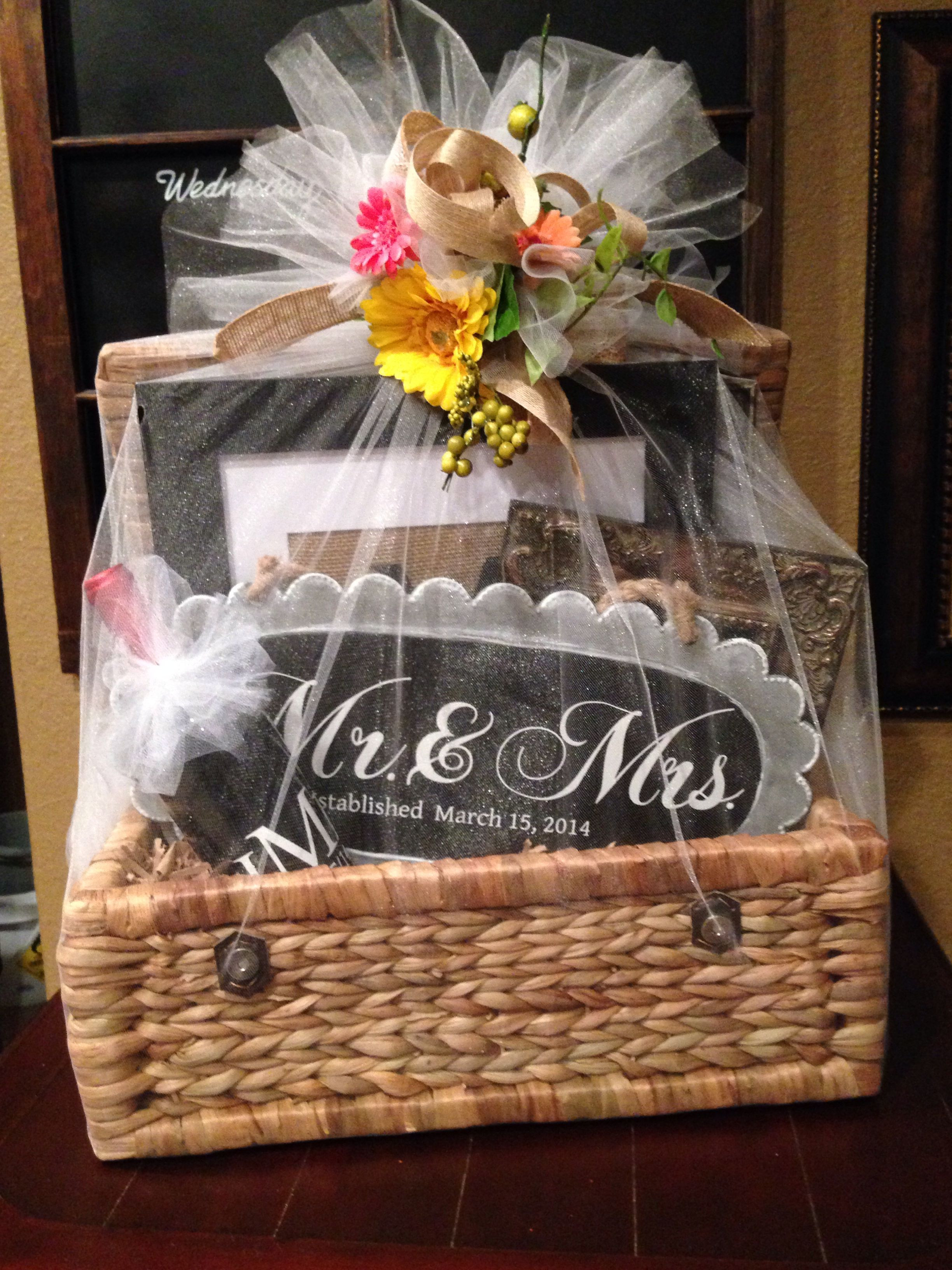 Best ideas about Gift Basket Wrapping Ideas
. Save or Pin Wedding t basket filed with personalized ts made Now.