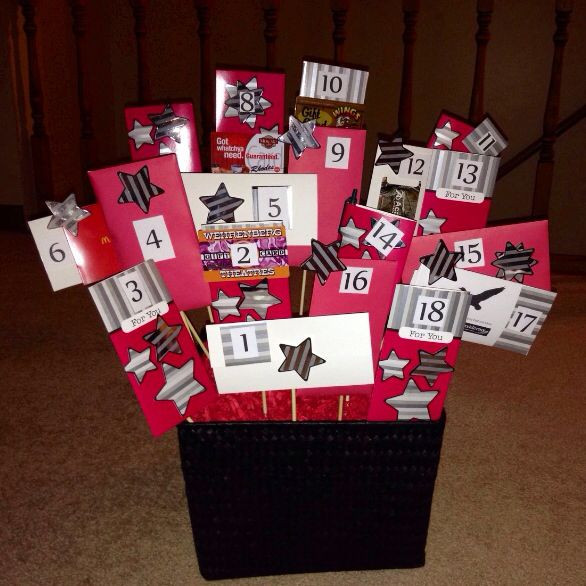 Best ideas about Gift Ideas For 18 Year Old Son
. Save or Pin This is a 18th Birthday Basket filled with 18 envelopes Now.