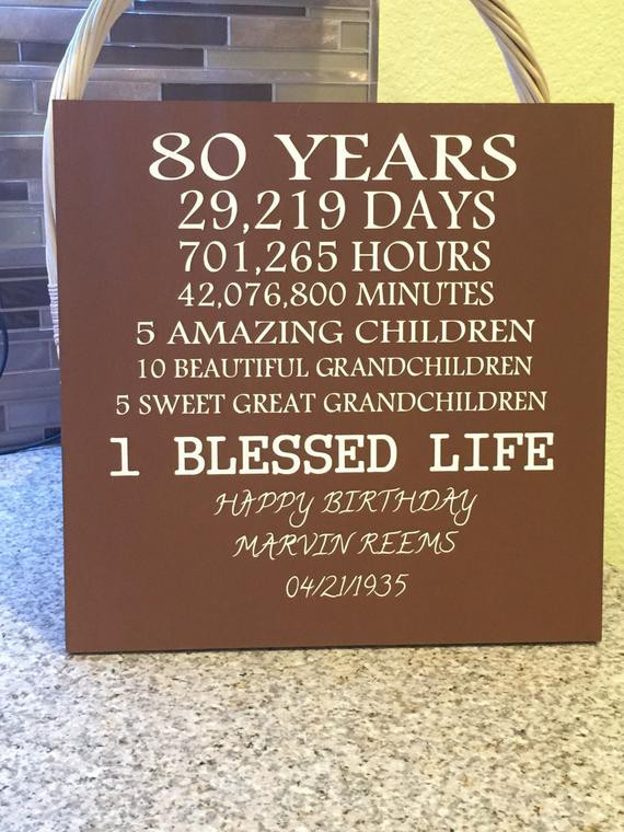 Best ideas about Gift Ideas For 80 Year Old Dad
. Save or Pin 80 Year Old Birthday by CreativeSignsByTal on Etsy Now.