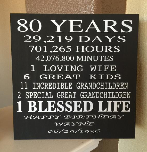 Best ideas about Gift Ideas For 80 Year Old Dad
. Save or Pin 80 Year Old Birthday Wood Sign Can Be by CreativeSignsByTal Now.