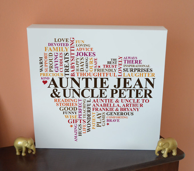 Best ideas about Gift Ideas For Aunt And Uncle
. Save or Pin Auntie & Uncle Canvas Personalised unique word art decor Now.