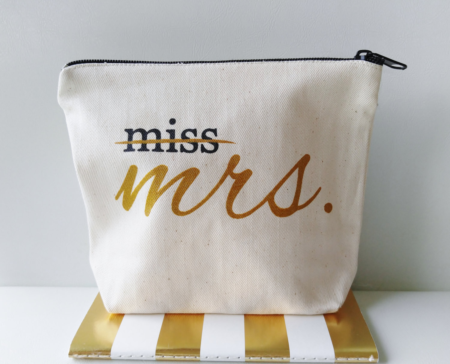 Best ideas about Gift Ideas For Bride To Be
. Save or Pin Miss to Mrs Canvas Makeup Bag Bride Gift Make Up Pouch Now.