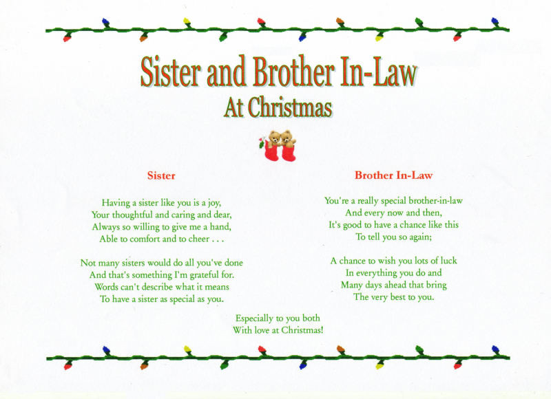 Best ideas about Gift Ideas For Brother And Sister In Law
. Save or Pin Sister and Brother In Law Christmas Laminated Poem Gifts Now.