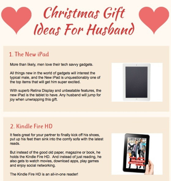 Best ideas about Gift Ideas For Husband Christmas
. Save or Pin Top 5 Christmas Gift Ideas Infographics Now.