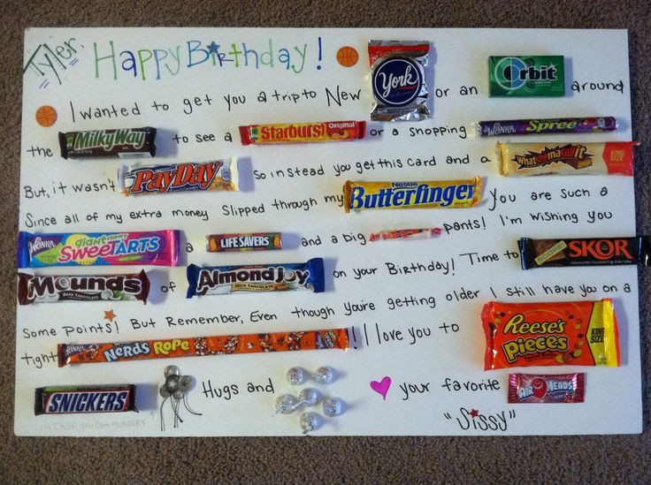 Best ideas about Gift Ideas For Little Brother
. Save or Pin Birthday Candy Card for my little brother Now.