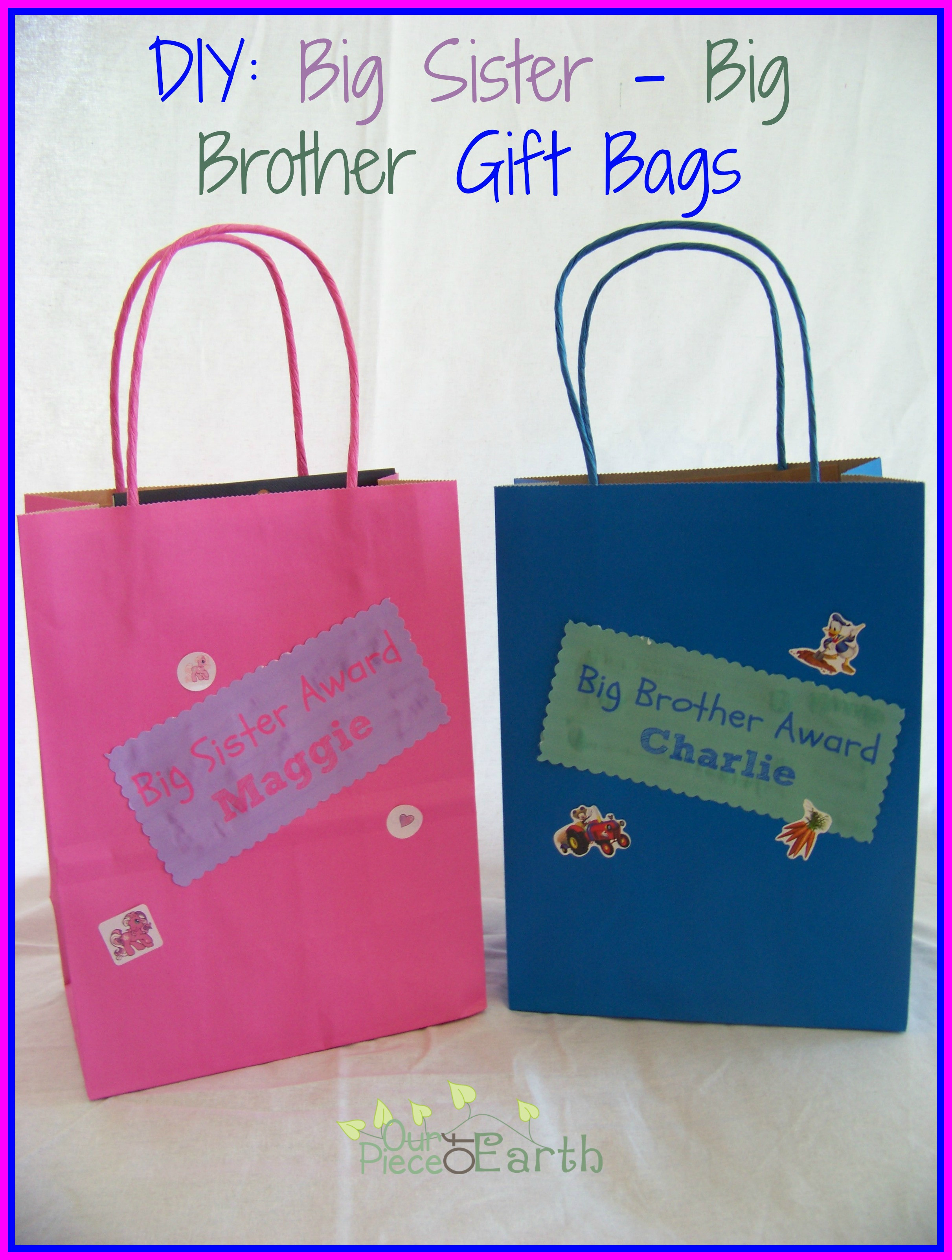 Best ideas about Gift Ideas For Older Brother
. Save or Pin Big Sister Big Brother Gift Bags Our Piece of Earth Now.