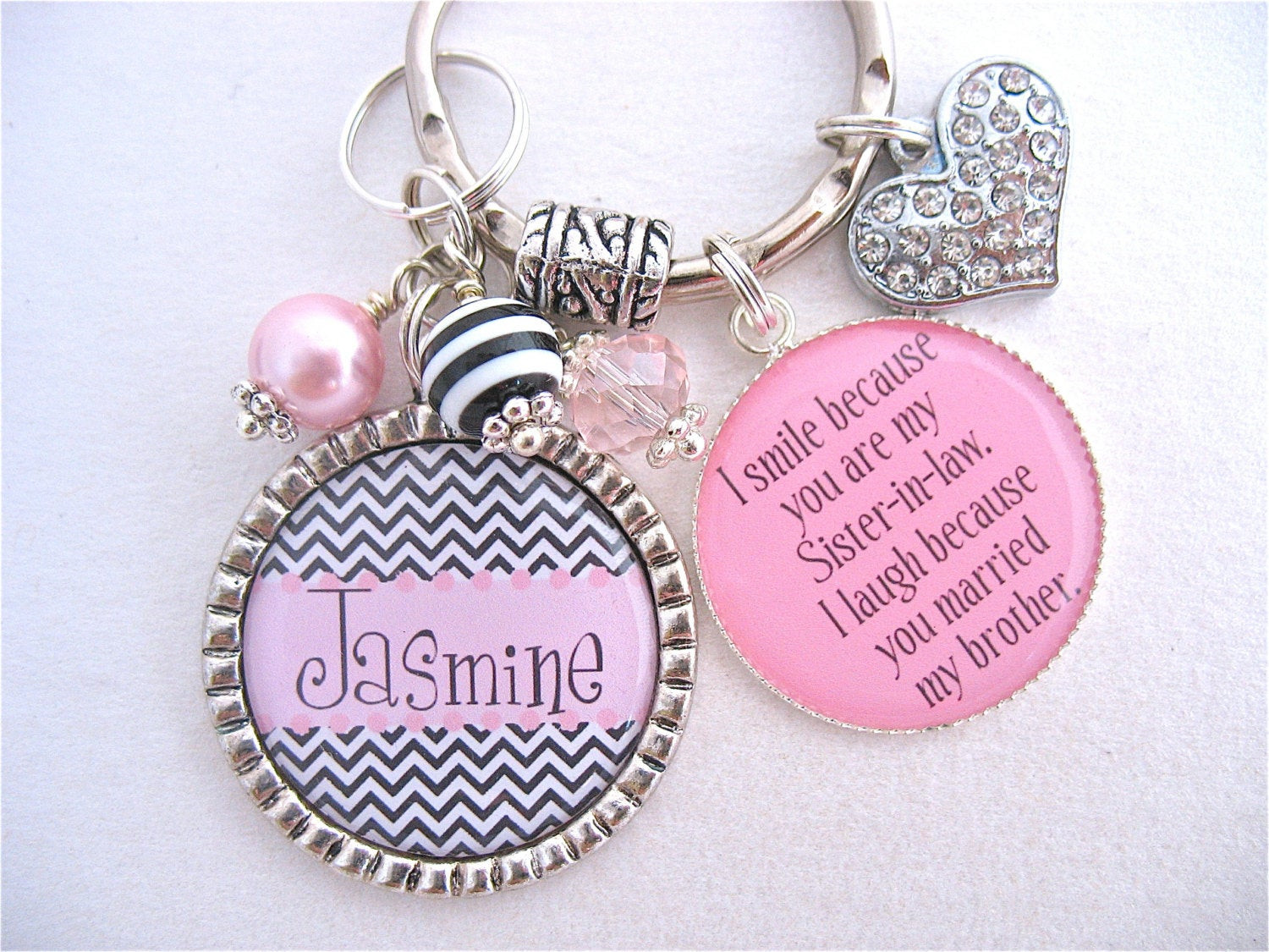Best ideas about Gift Ideas For Sister In Law
. Save or Pin PERSONALIZED BFF Keychain Sister in law Gift Pink Black Now.