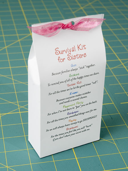 Best ideas about Gift Ideas For Sister
. Save or Pin “Survival Kit for Sisters” Pattern Gifts U Can Make Now.