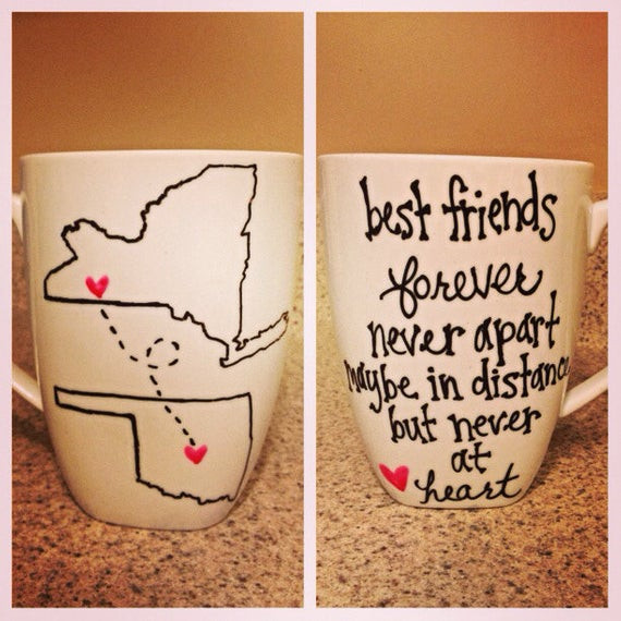 Best ideas about Gift Ideas When Visiting Friends
. Save or Pin Long Distance State or Country Friends Couple Mugs Set of Two Now.