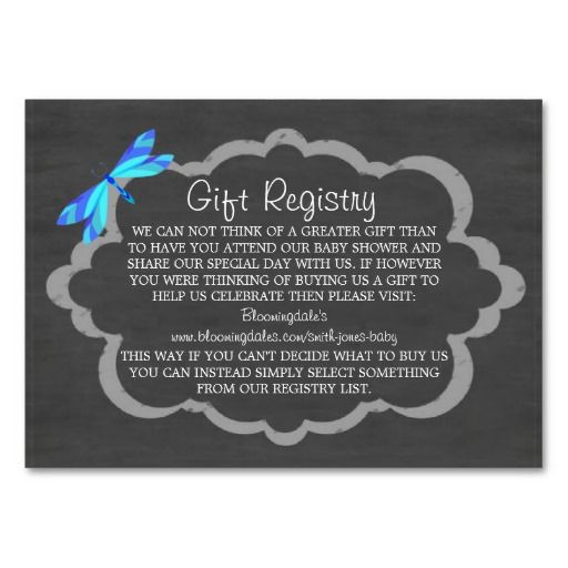 Best ideas about Gift Registry Ideas
. Save or Pin Chalkboard & Blue Dragonfly Baby Gift Registry Cards Now.