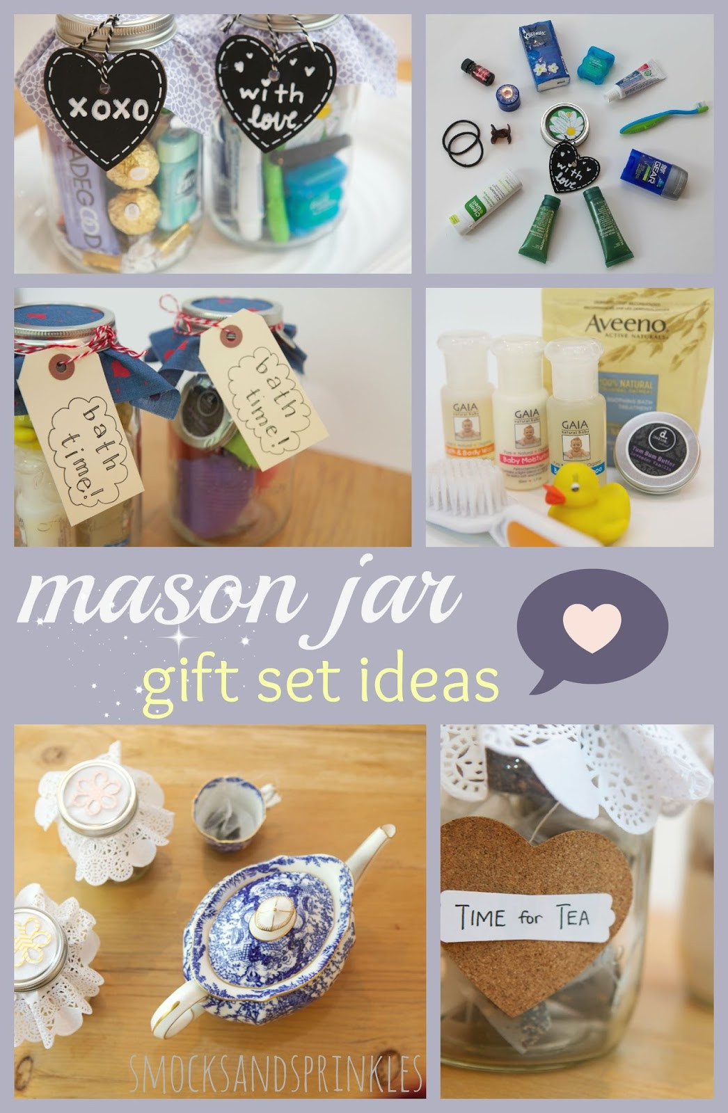 Best ideas about Gift Set Ideas
. Save or Pin Smocks and Sprinkles Mason Jar Gift Sets Now.