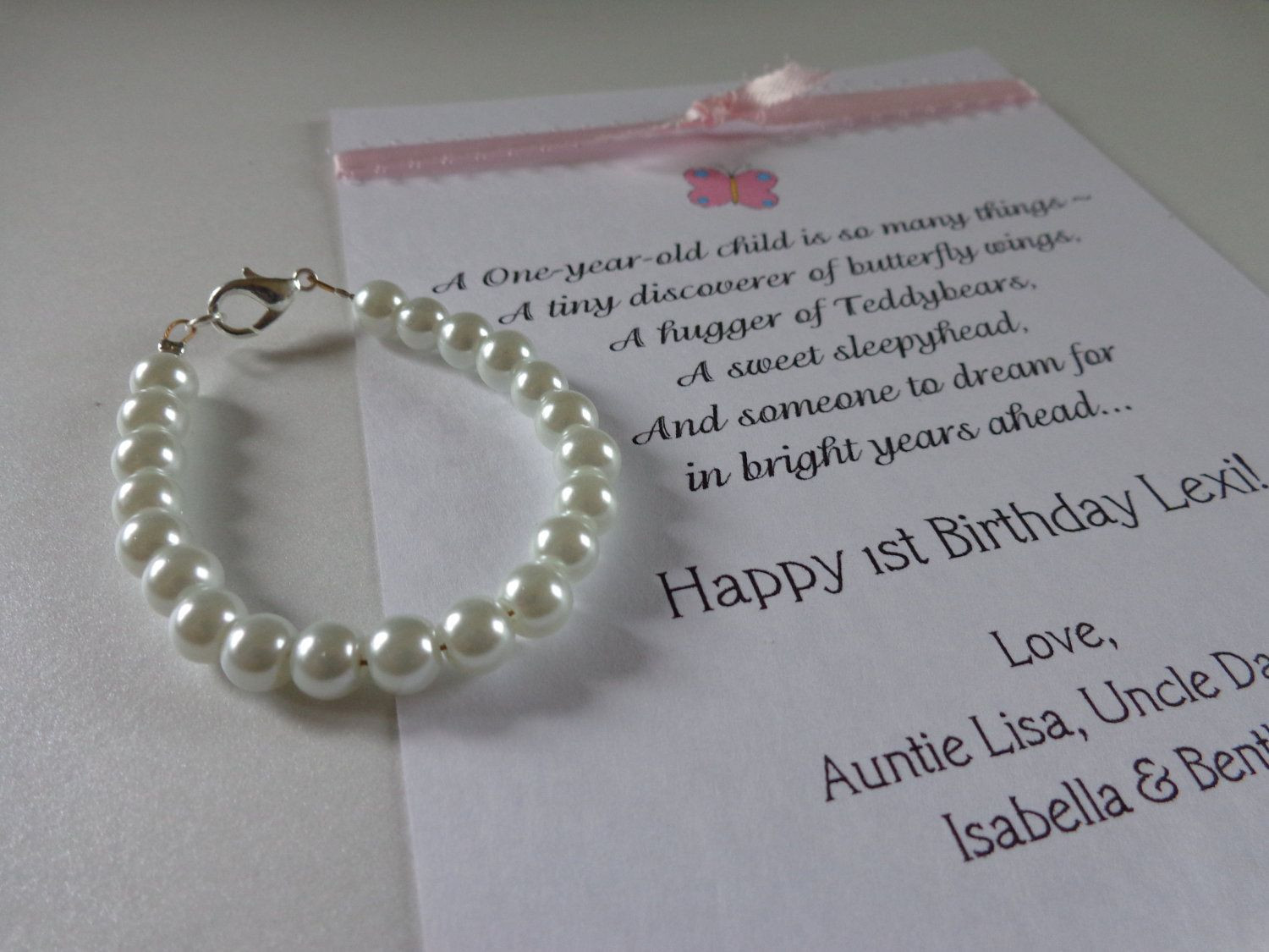 Best ideas about Gifts For First Birthday Girl
. Save or Pin BABY GIRL 1st Birthday Gift Pearl Bracelet with Birthday Now.