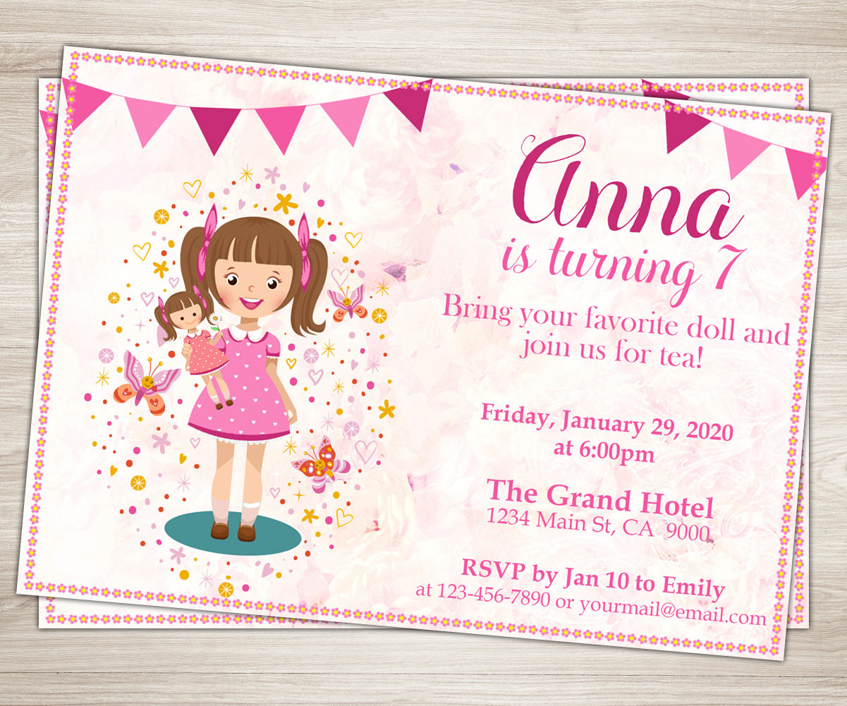 Best ideas about Girl Birthday Invitations
. Save or Pin Baby Doll Party Invitation Doll Girl 7th Birthday Invitation Now.