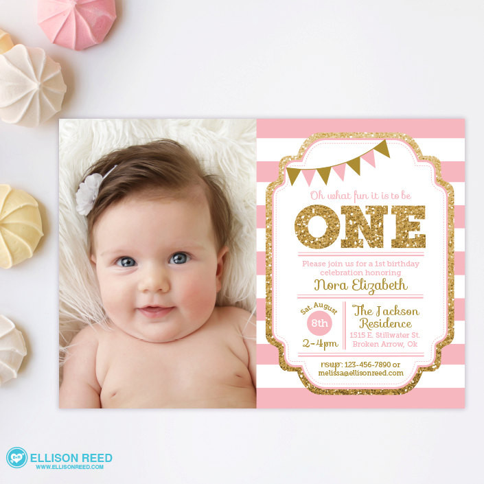 Best ideas about Girl First Birthday Invitations
. Save or Pin Pink and Gold invitation 1st Birthday Invitation Girl Now.