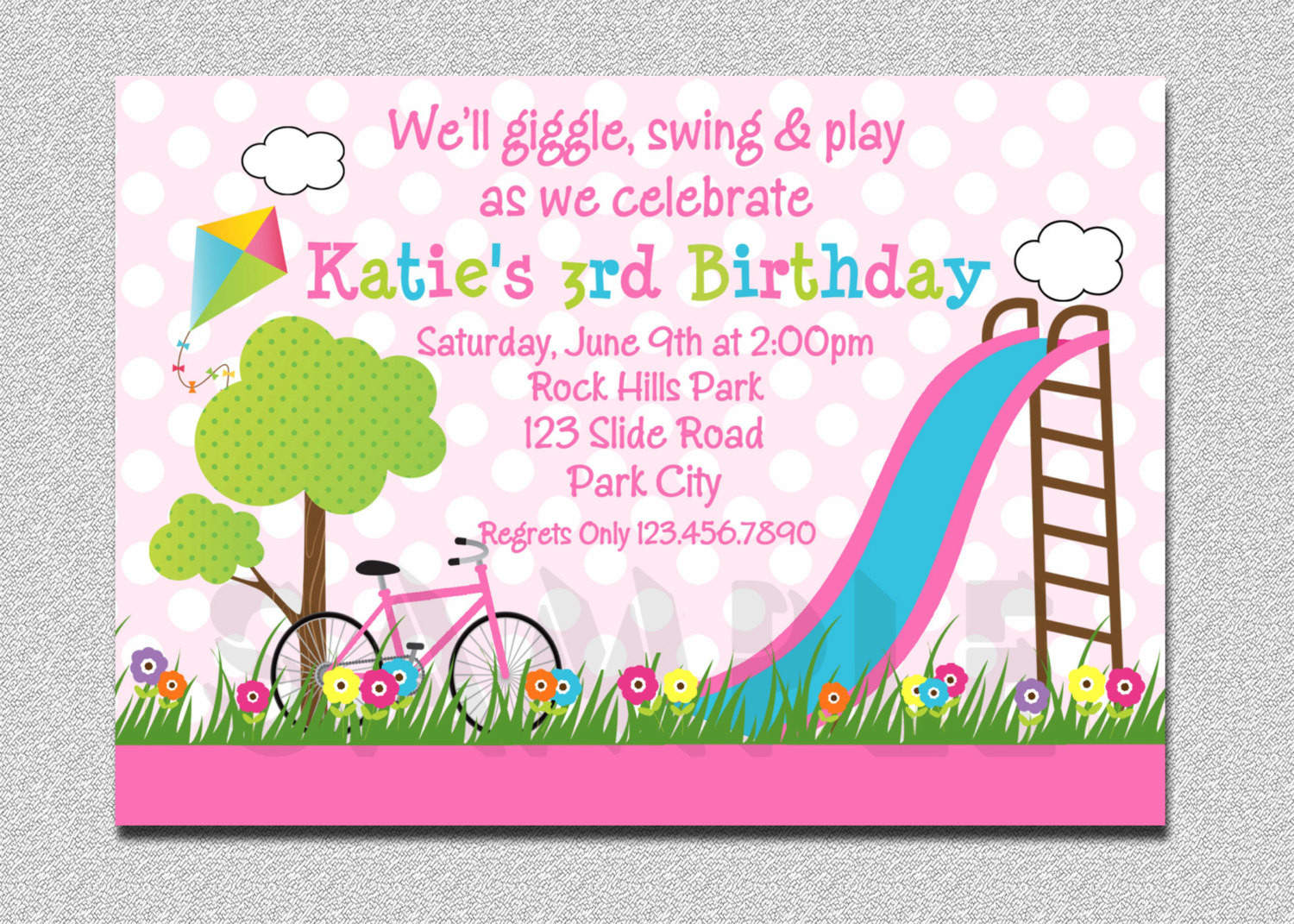 Best ideas about Girls Birthday Party Invitations
. Save or Pin Birthday Party Invitations Girls Pink Playground Swing Now.