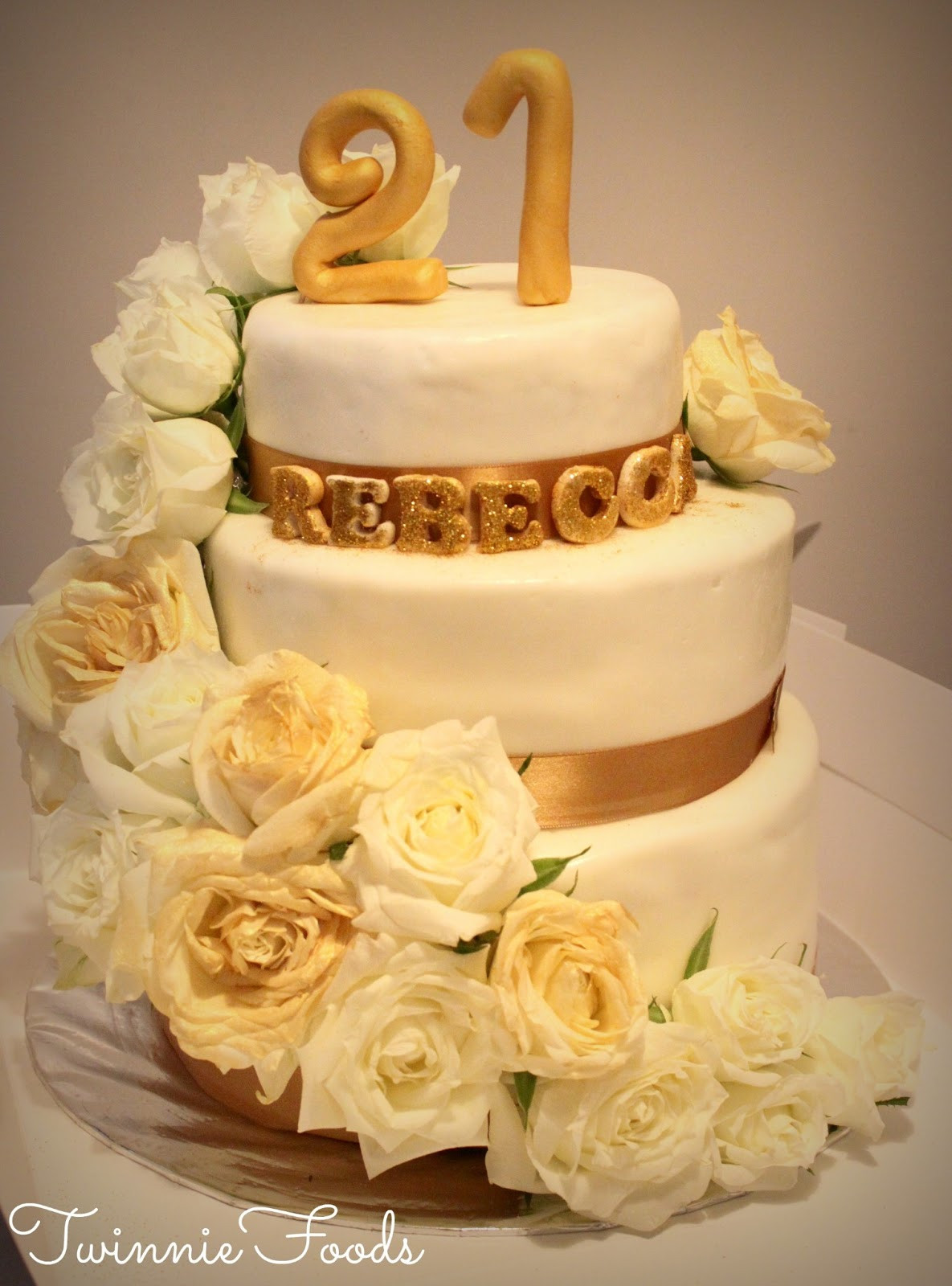 Best ideas about Gold Birthday Cake
. Save or Pin Floral White & Gold 21st Birthday Cake TwinnieFoods Now.