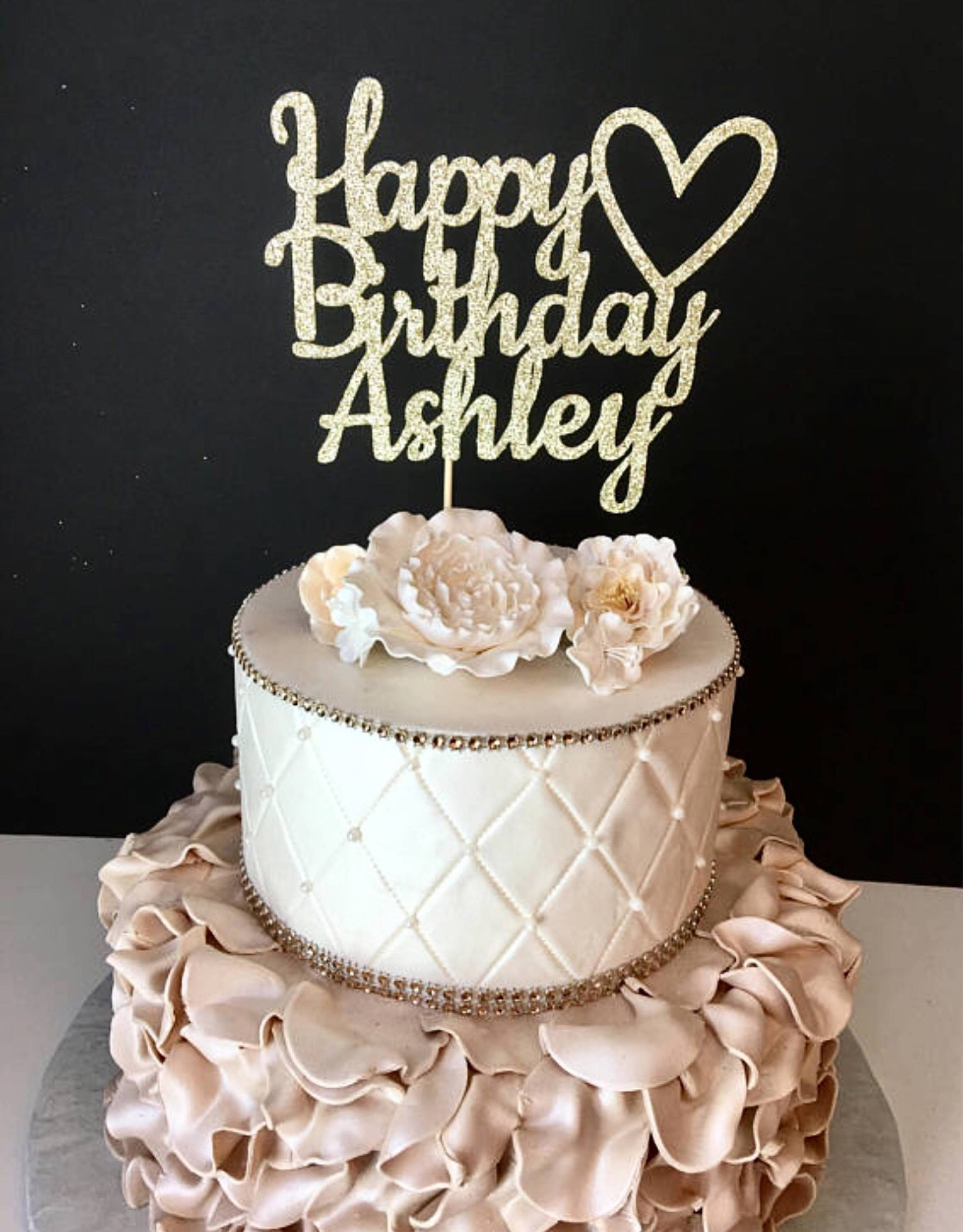 Best ideas about Gold Happy Birthday Cake Topper
. Save or Pin Any Name Happy Birthday Cake Topper Gold Glitter Now.