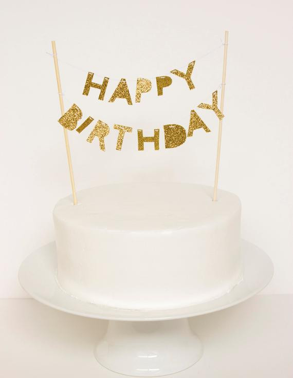 Best ideas about Gold Happy Birthday Cake Topper
. Save or Pin Happy Birthday Cake Topper Gold Glitter by stephlovesben Now.
