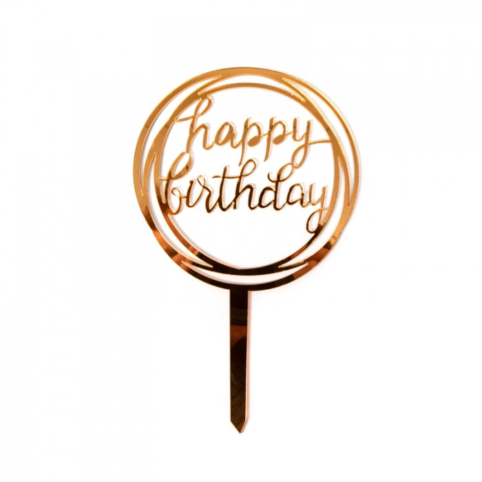 Best ideas about Gold Happy Birthday Cake Topper
. Save or Pin Acrylic Cake Topper Gold Happy Birthday Circle Now.