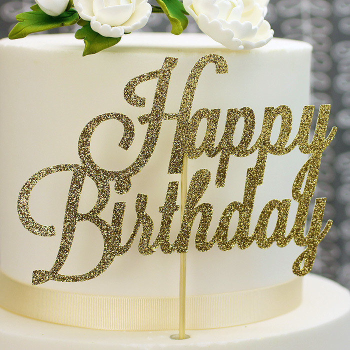 Best ideas about Gold Happy Birthday Cake Topper
. Save or Pin Gold Glitter Happy Birthday Cake Topper Now.