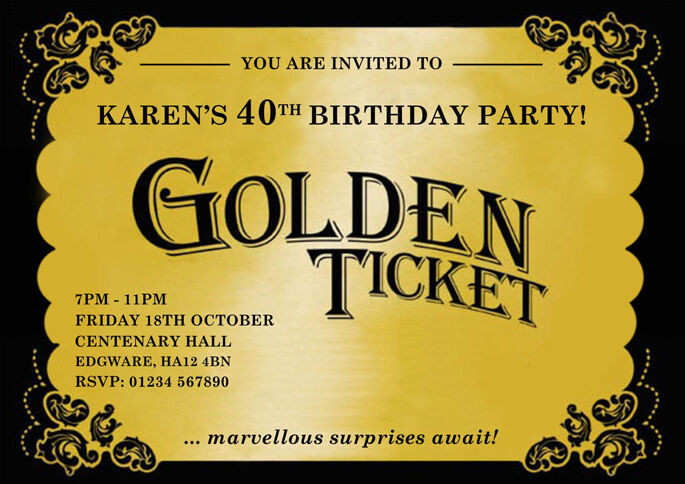 Best ideas about Golden Birthday Invitations
. Save or Pin Golden Ticket Personalised Birthday Party Invitations Now.