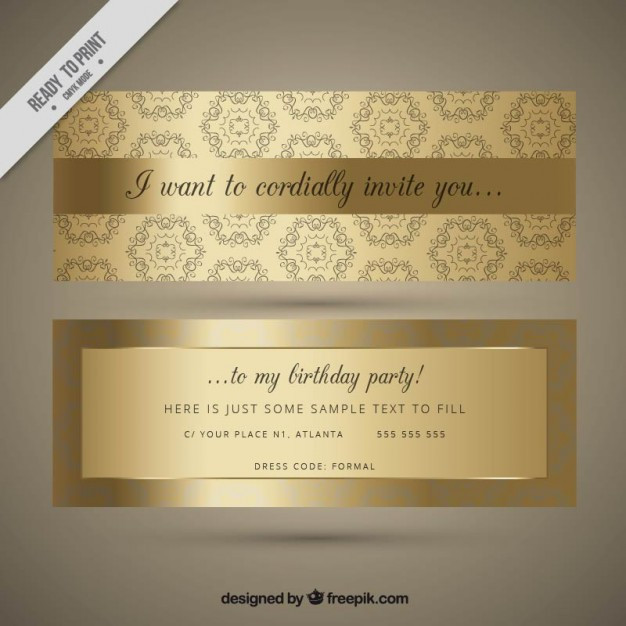 Best ideas about Golden Birthday Invitations
. Save or Pin Ornamental golden birthday invitation Vector Now.