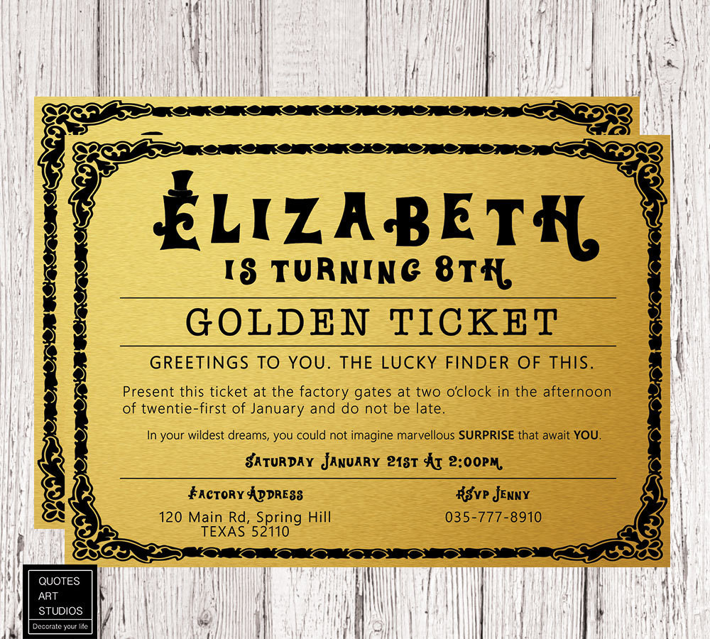 Best ideas about Golden Birthday Invitations
. Save or Pin Willy Wonka Golden ticket birthday invitation Golden ticket Now.