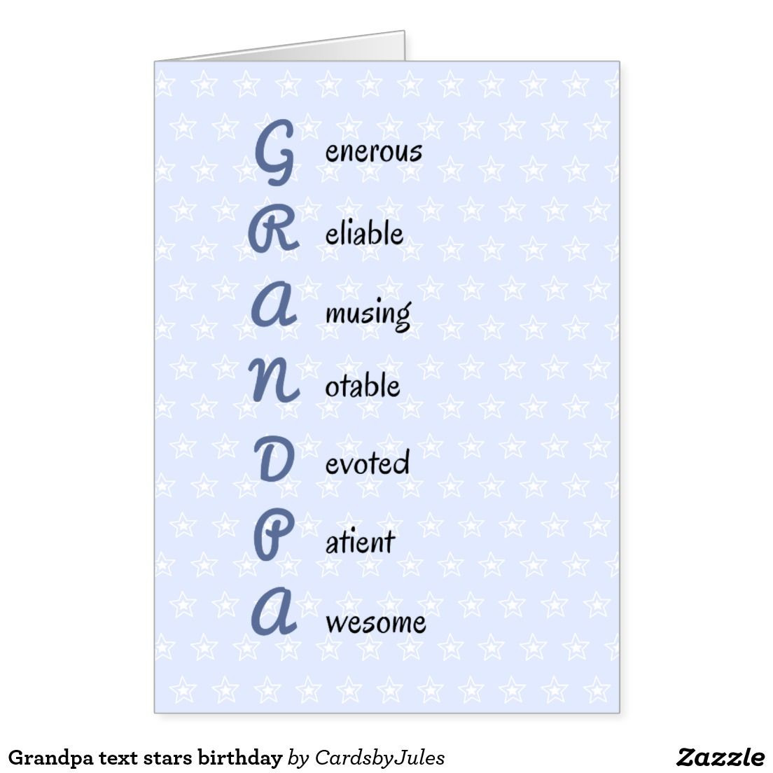 Best ideas about Grandpa Birthday Card
. Save or Pin Grandpa text stars birthday card Zazzle Now.