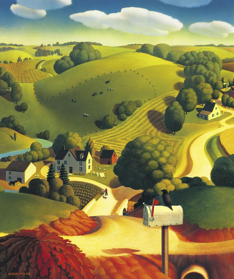 Best ideas about Grant Wood Landscape
. Save or Pin Birds Eye View by Robin Moline countryscape farm acrylic Now.
