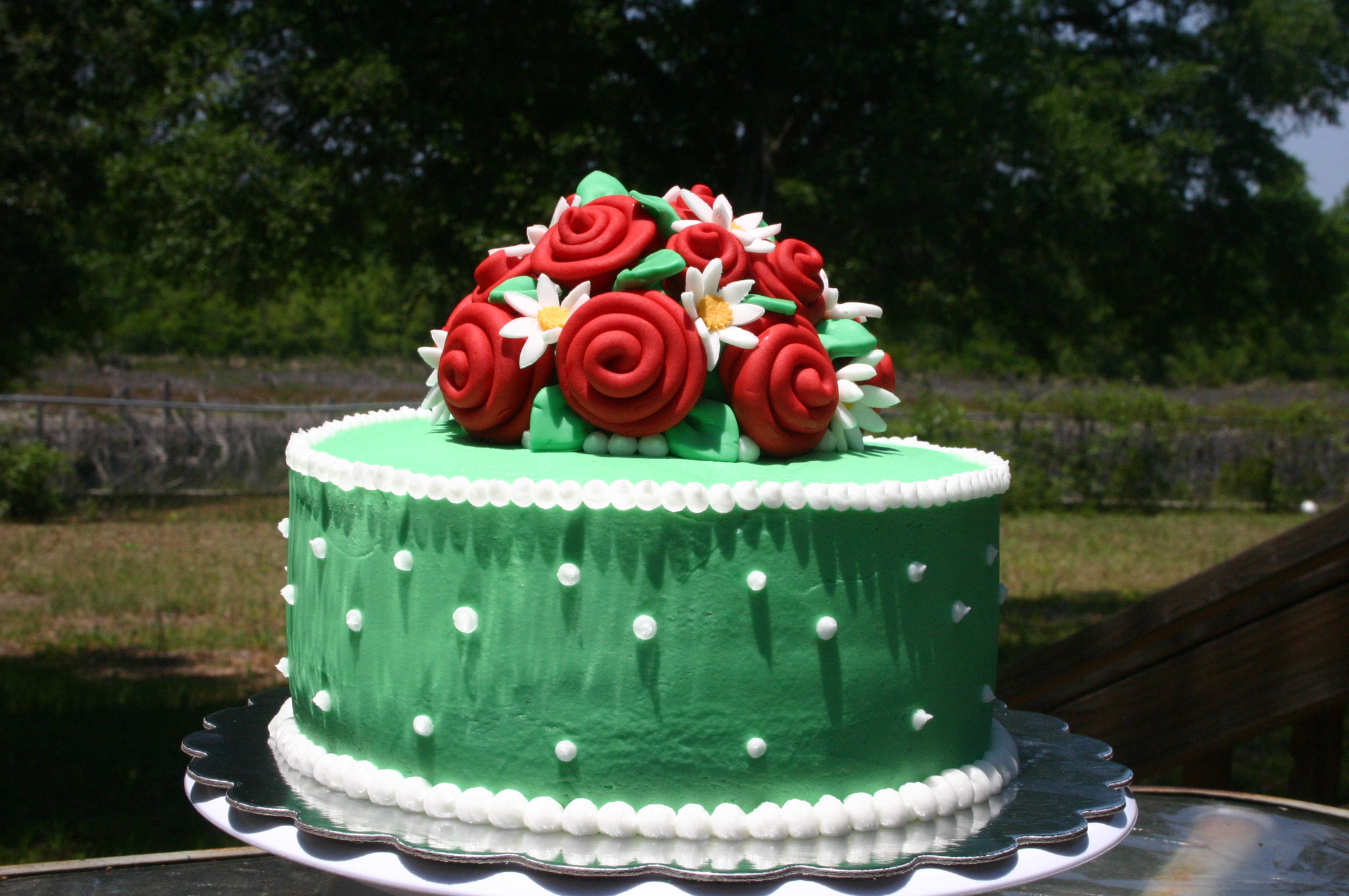 Best ideas about Green Birthday Cake
. Save or Pin Mint green red roses and daisies birthday cake Now.