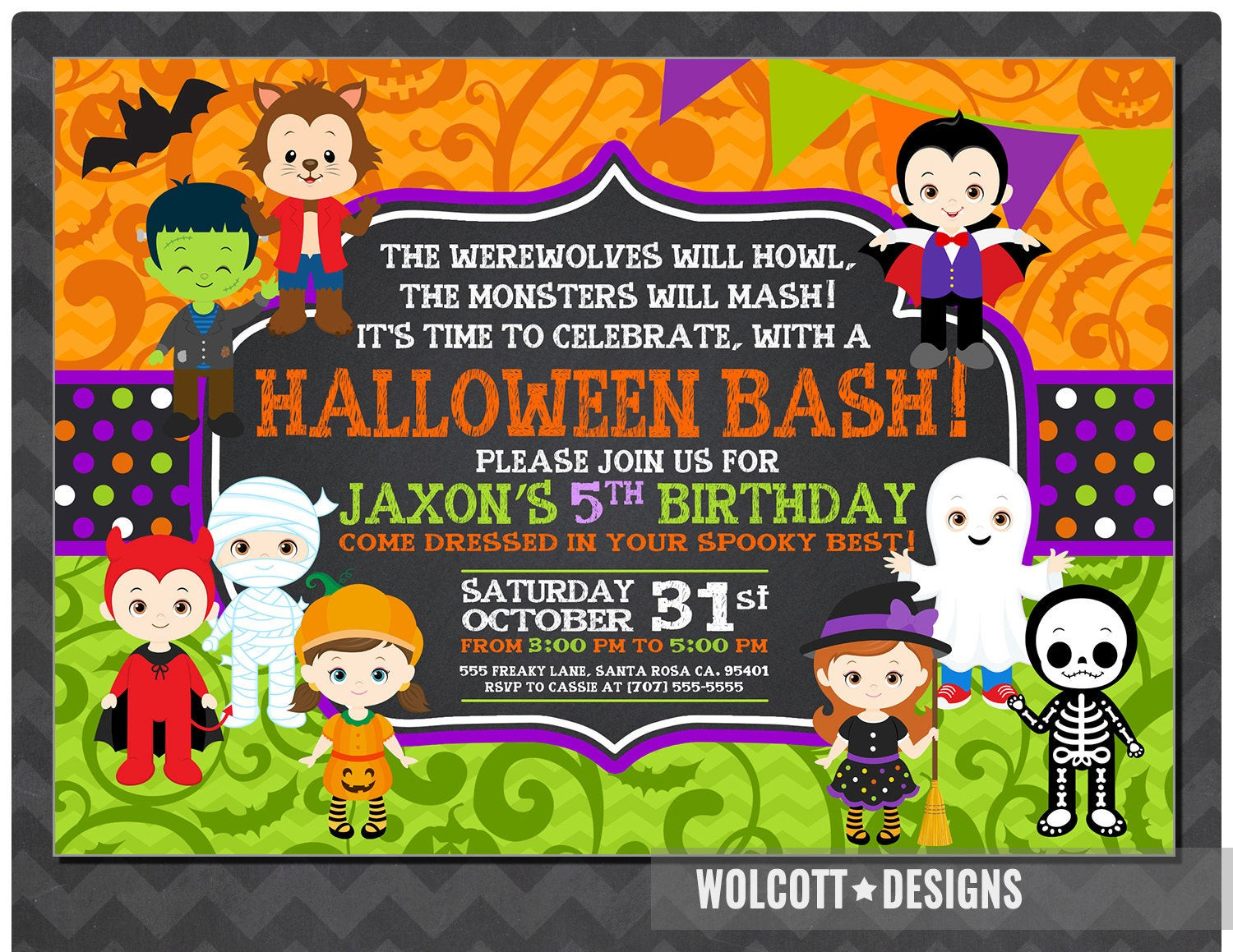Best ideas about Halloween Birthday Invitations
. Save or Pin Halloween Birthday Invitation Kids Halloween Party Now.