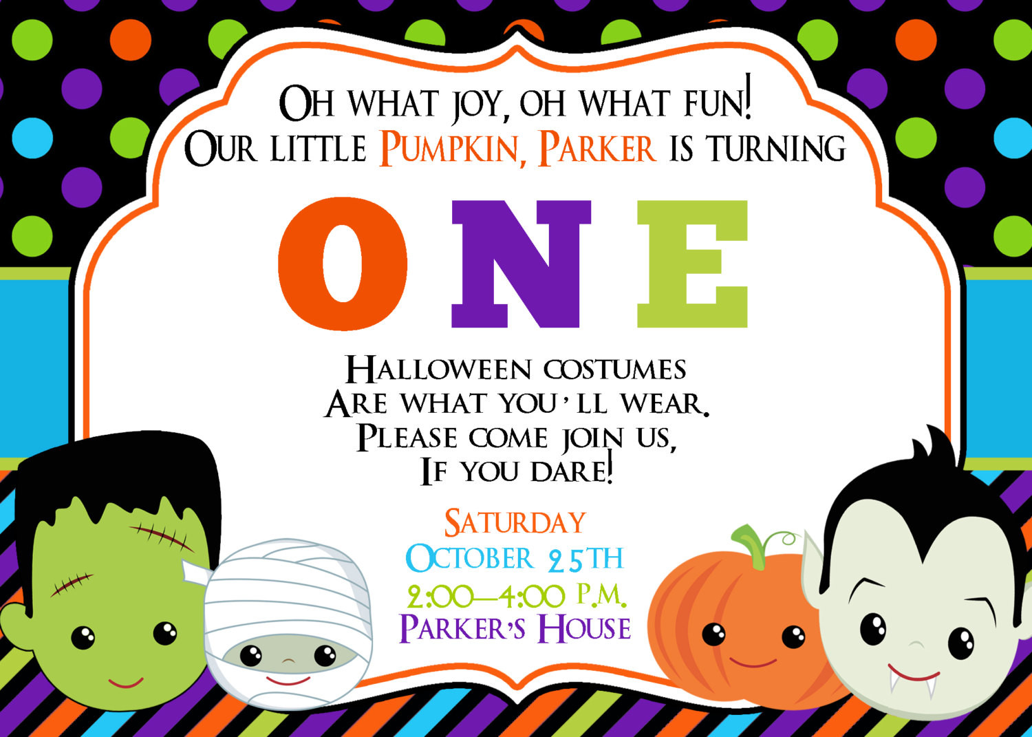 Best ideas about Halloween Birthday Invitations
. Save or Pin First Birthday Halloween Party Invitation Halloween Birthday Now.