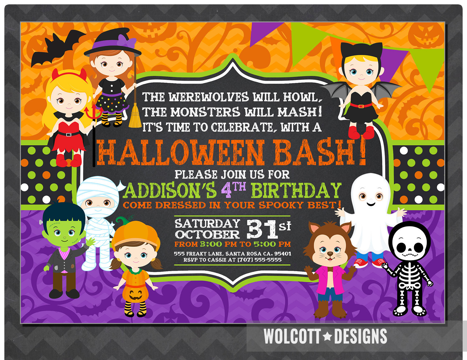 Best ideas about Halloween Birthday Invitations
. Save or Pin Girls Halloween Party Invitation Kids Halloween Party Now.