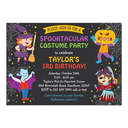 Best ideas about Halloween Birthday Invitations
. Save or Pin Halloween Birthday Invitation costume party kids Card Now.