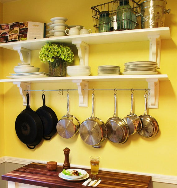 Best ideas about Hang Pots And Pans On Wall DIY
. Save or Pin Kitchen Shelving with Pot Rack Now.