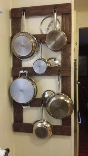 Best ideas about Hang Pots And Pans On Wall DIY
. Save or Pin My pallet pot and pan rack projects Now.