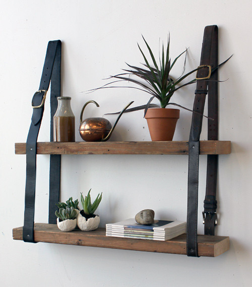 Best ideas about Hanging Shelves DIY
. Save or Pin diy project recycled leather & wood shelf – Design Sponge Now.