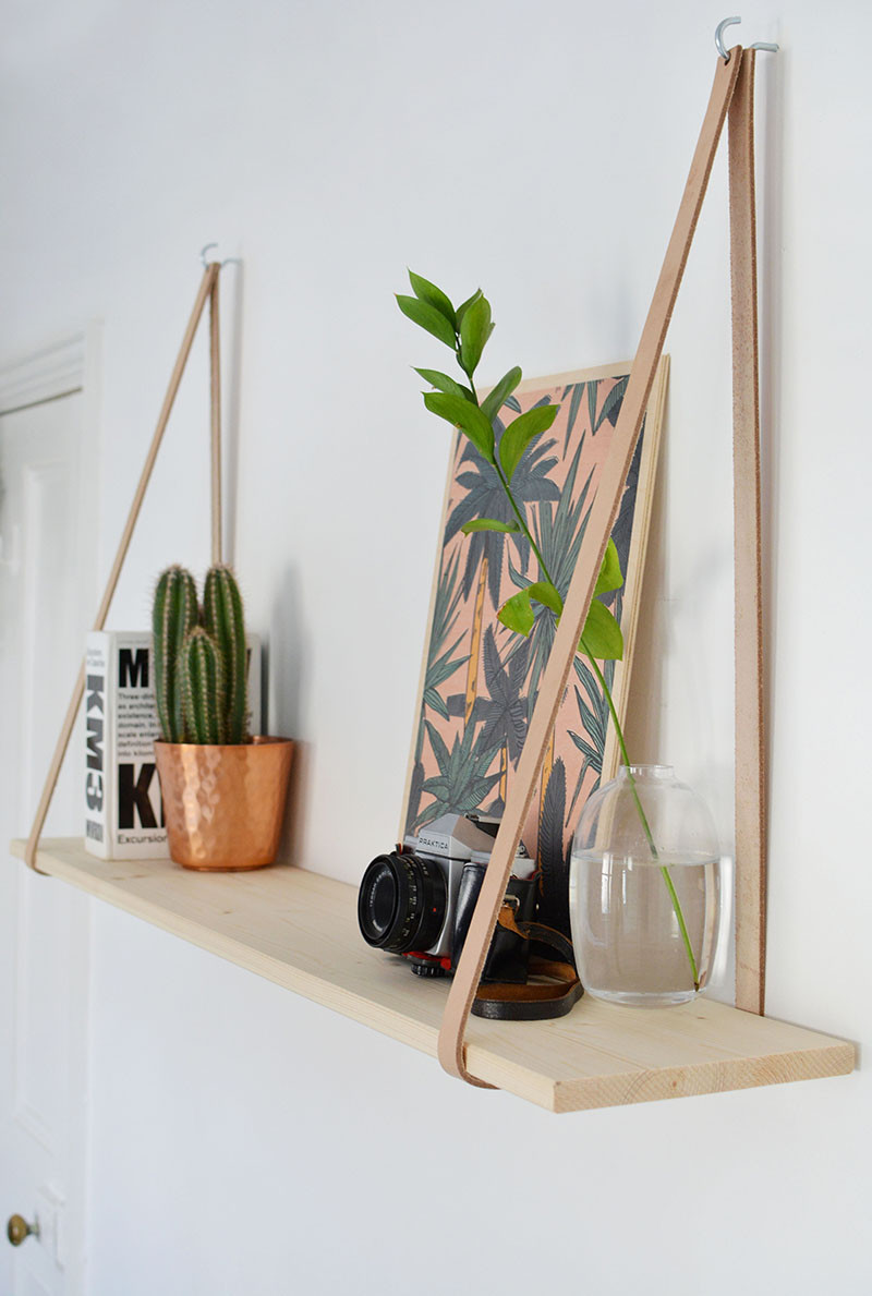Best ideas about Hanging Shelves DIY
. Save or Pin DIY easy leather strap shelf Now.