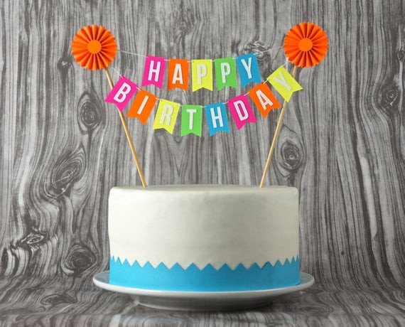 Best ideas about Happy Birthday Cake Banner
. Save or Pin Mini Banner or Cake Bunting Happy Birthday with Rosette in Now.