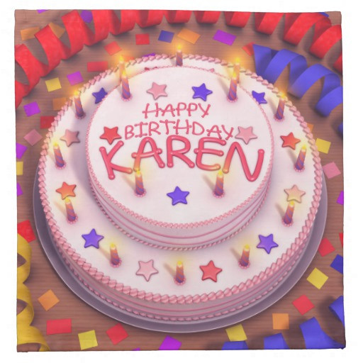 Best ideas about Happy Birthday Karen Cake
. Save or Pin Karen s Birthday Cake Printed Napkin Now.
