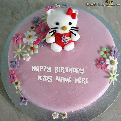 Best ideas about Happy Birthday Writing On Cake
. Save or Pin Write name on Kitty Birthday Cake For Kids Happy Now.