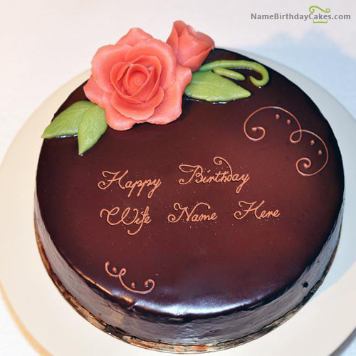 Best ideas about Happy Birthday Writing On Cake
. Save or Pin Write name on Lovely Chocolate Cake For Wife Happy Now.