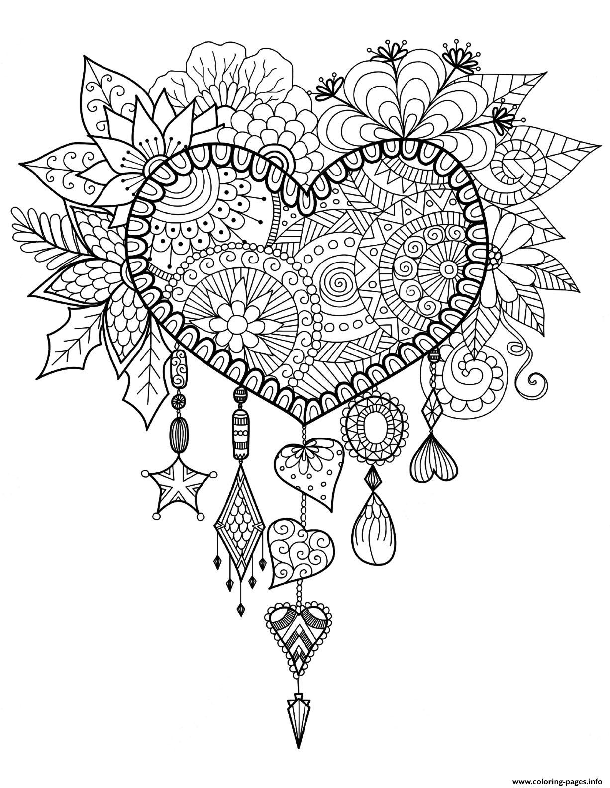 Best ideas about Hearts Coloring Pages For Adults
. Save or Pin Adult Dreams Catcher Heart Mandala Zen Coloring Pages Now.