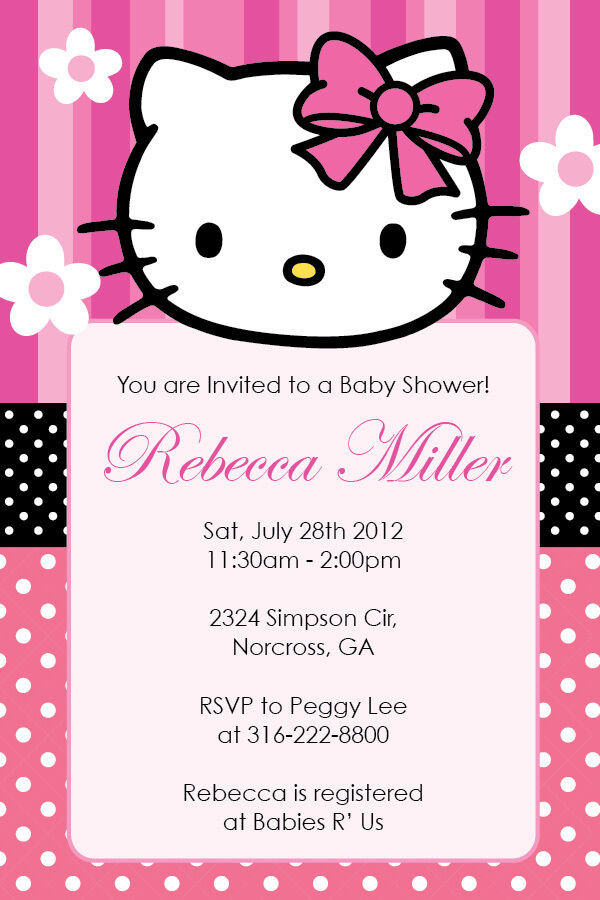 Best ideas about Hello Kitty Birthday Invitations
. Save or Pin HELLO KITTY GIRL Birthday party or Baby Shower Custom Now.