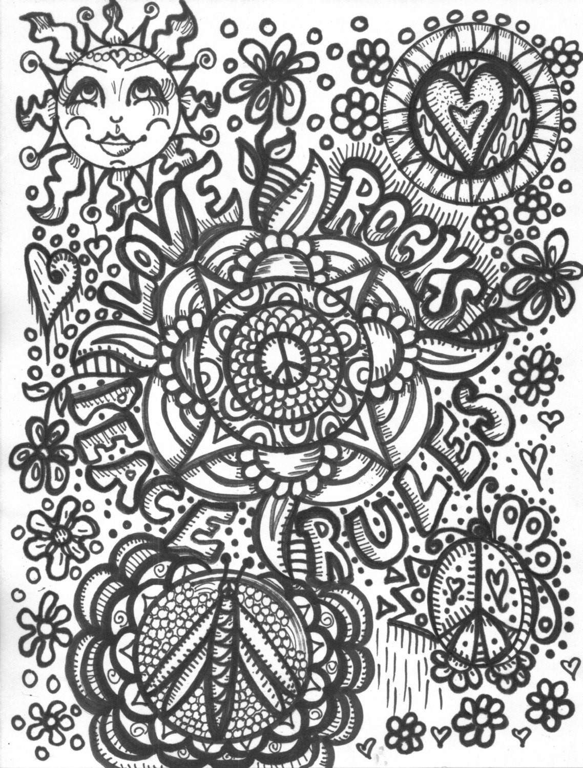 Best ideas about Hippie Coloring Pages For Adults
. Save or Pin Hippie Art Coloring Book Peace Love and a Coloring Book Now.