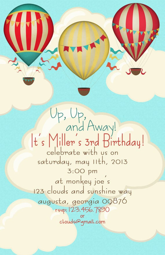 Best ideas about Hot Air Balloon Birthday Invitations
. Save or Pin Hot Air Balloon Birthday Party Invitations Now.